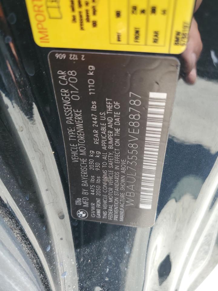 2008 BMW 128 I VIN: WBAUL73558VE88787 Lot: 64285035