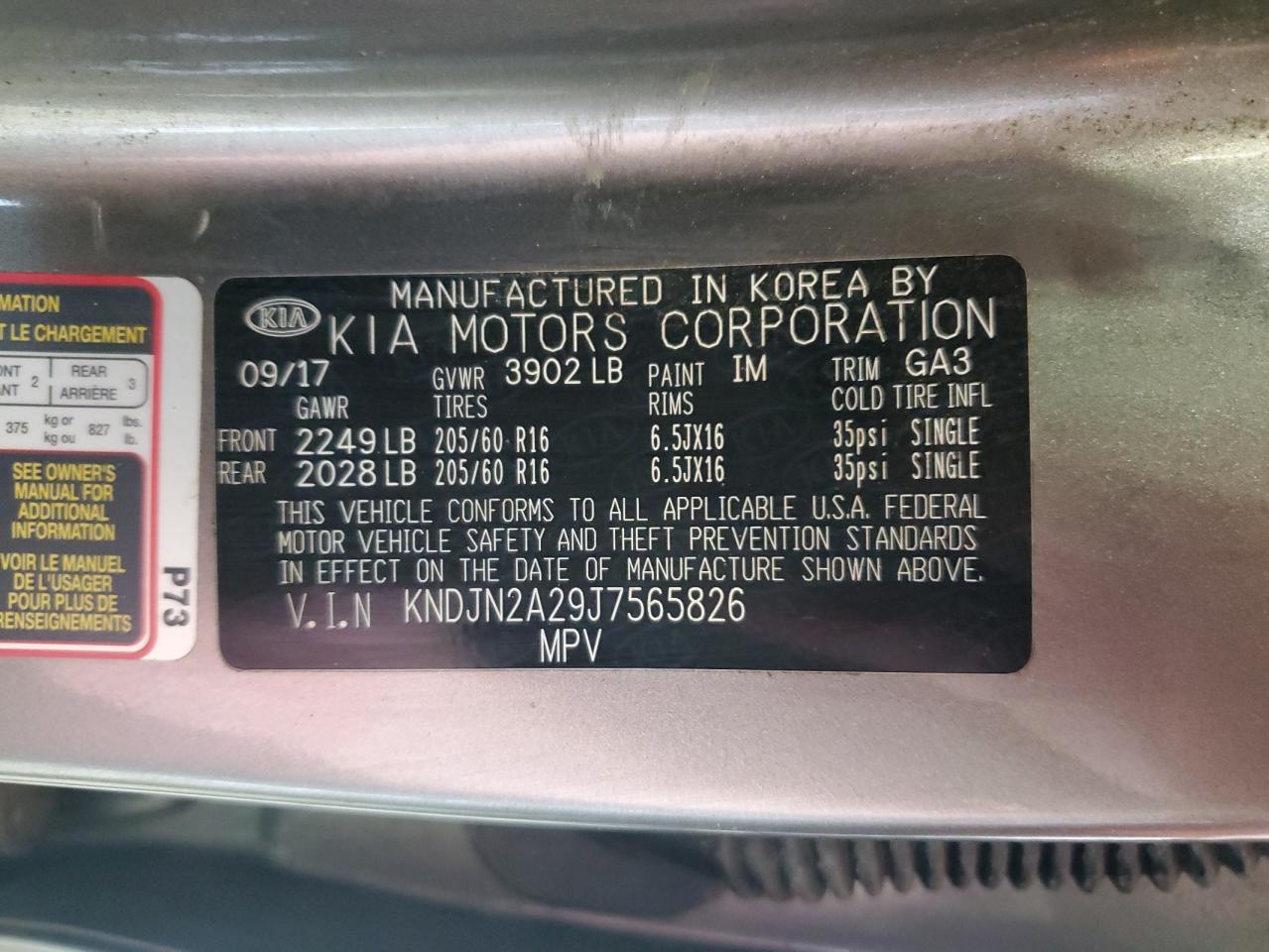 2018 Kia Soul VIN: KNDJN2A29J7565826 Lot: 63460335