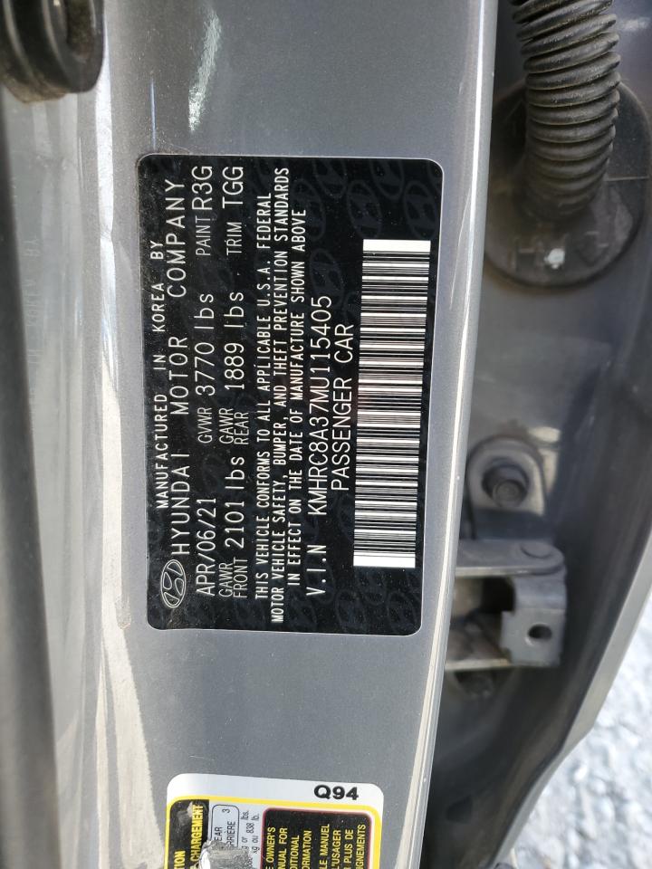 2021 Hyundai Venue Sel VIN: KMHRC8A37MU115405 Lot: 63343195