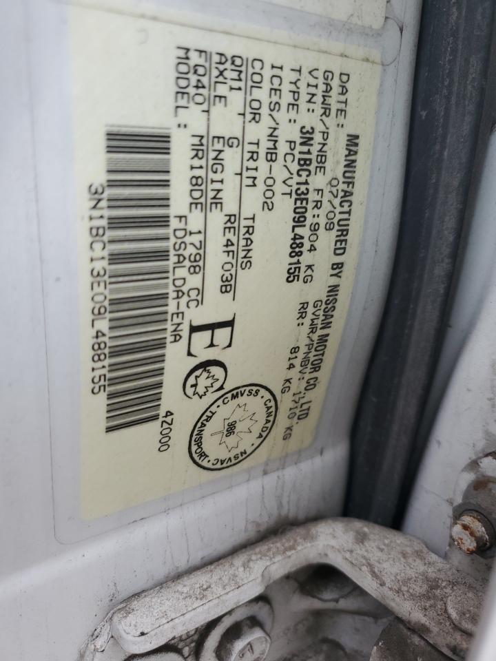 2009 Nissan Versa S VIN: 3N1BC13E09L488155 Lot: 62944195