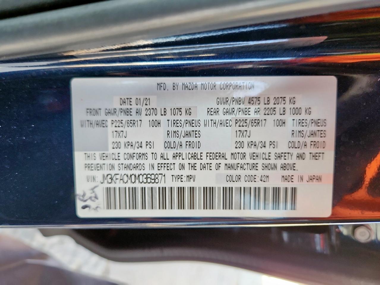 2021 Mazda Cx-5 Touring VIN: JM3KFACM0M0369871 Lot: 63114705