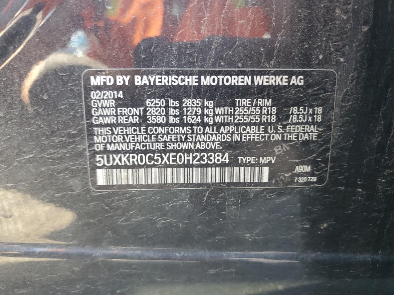 2014 BMW X5 xDrive35I VIN: 5UXKR0C5XE0H23384 Lot: 64123125