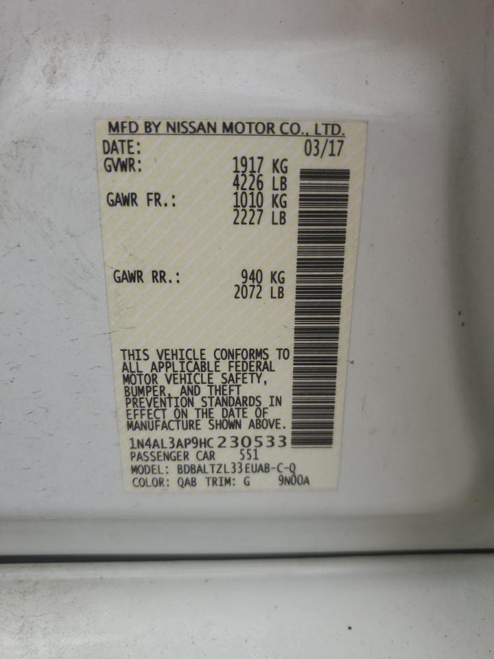 2017 Nissan Altima 2.5 VIN: 1N4AL3AP9HC230533 Lot: 64495405