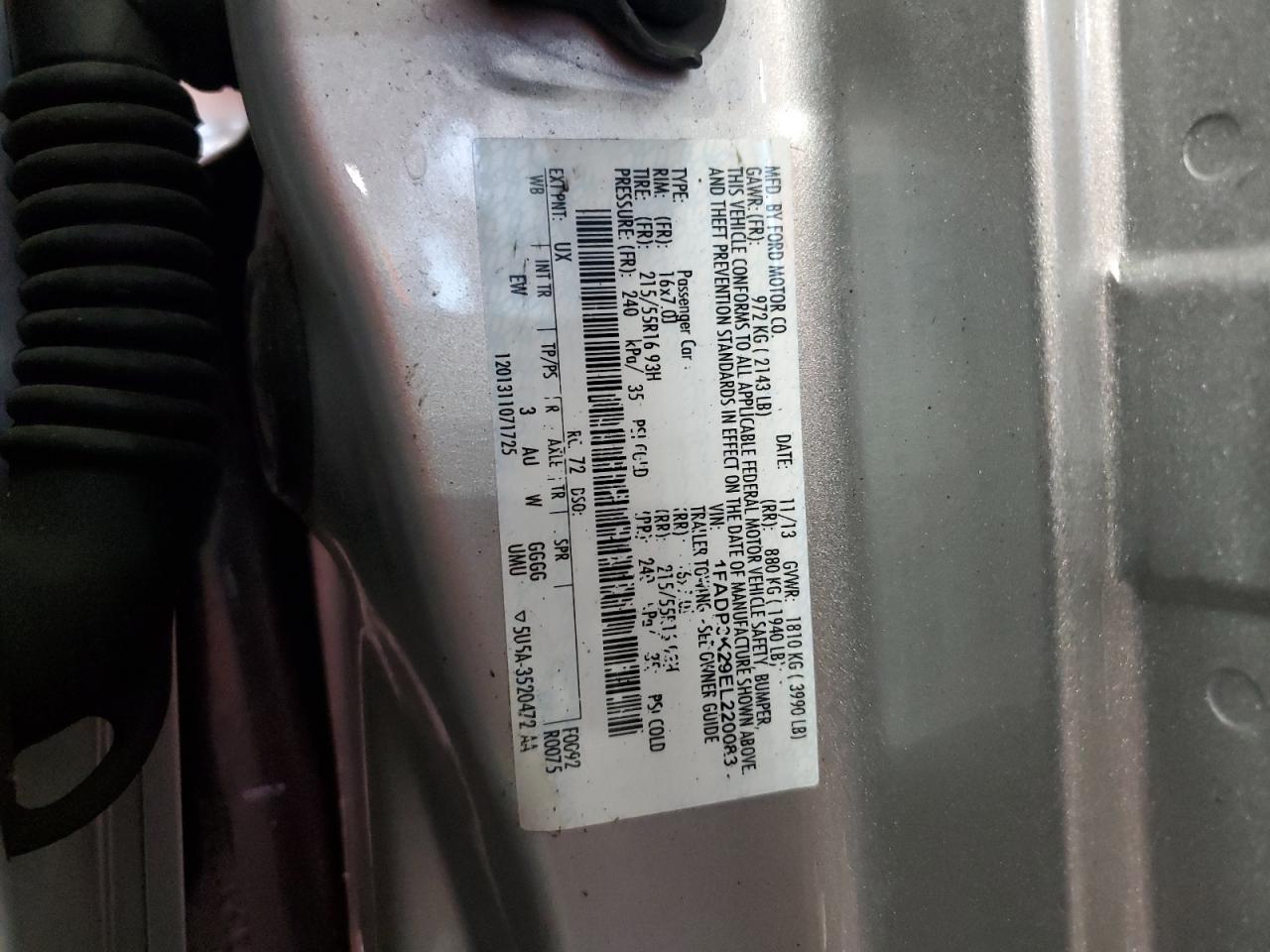 2014 Ford Focus Se VIN: 1FADP3K29EL220083 Lot: 64596665