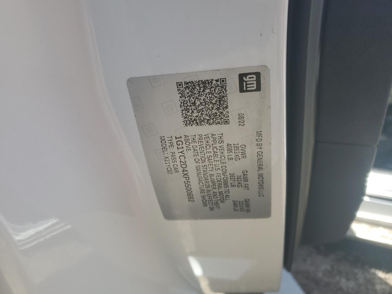 2023 Chevrolet Corvette Stingray 3Lt VIN: 1G1YC2D4XP5500692 Lot: 66286265