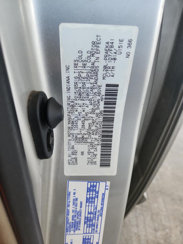 2004 Toyota Sienna Ce VIN: 5TDZA23C64S217206 Lot: 63908615