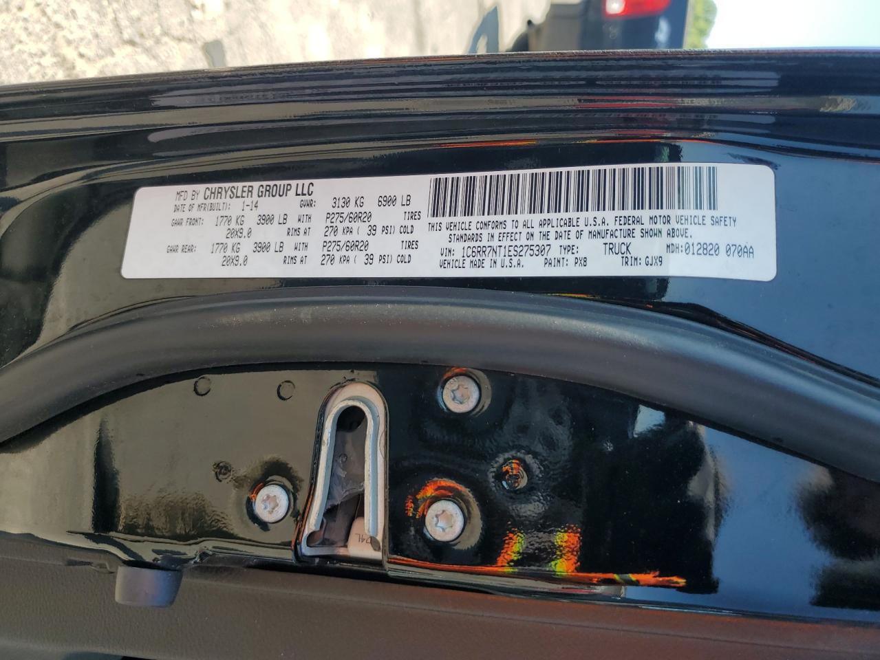 2014 Ram 1500 Laramie VIN: 1C6RR7NT1ES275307 Lot: 64067405