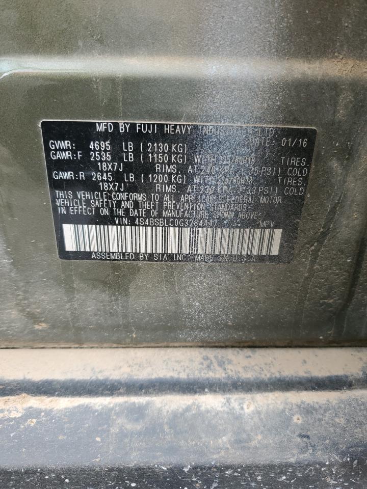 2016 Subaru Outback 2.5I Limited VIN: 4S4BSBLC0G3284447 Lot: 65944605