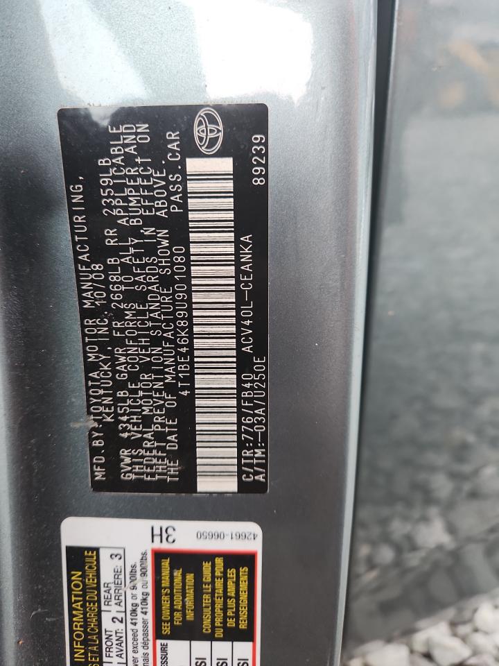 2009 Toyota Camry Base VIN: 4T1BE46K89U901080 Lot: 64637105