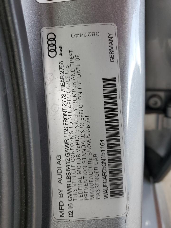 2016 Audi A6 Premium Plus VIN: WAUFGAFC5GN151164 Lot: 63868065