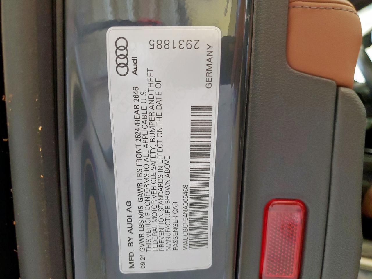 2022 Audi A5 Premium Plus 40 VIN: WAUCBCF54NA005468 Lot: 64499775