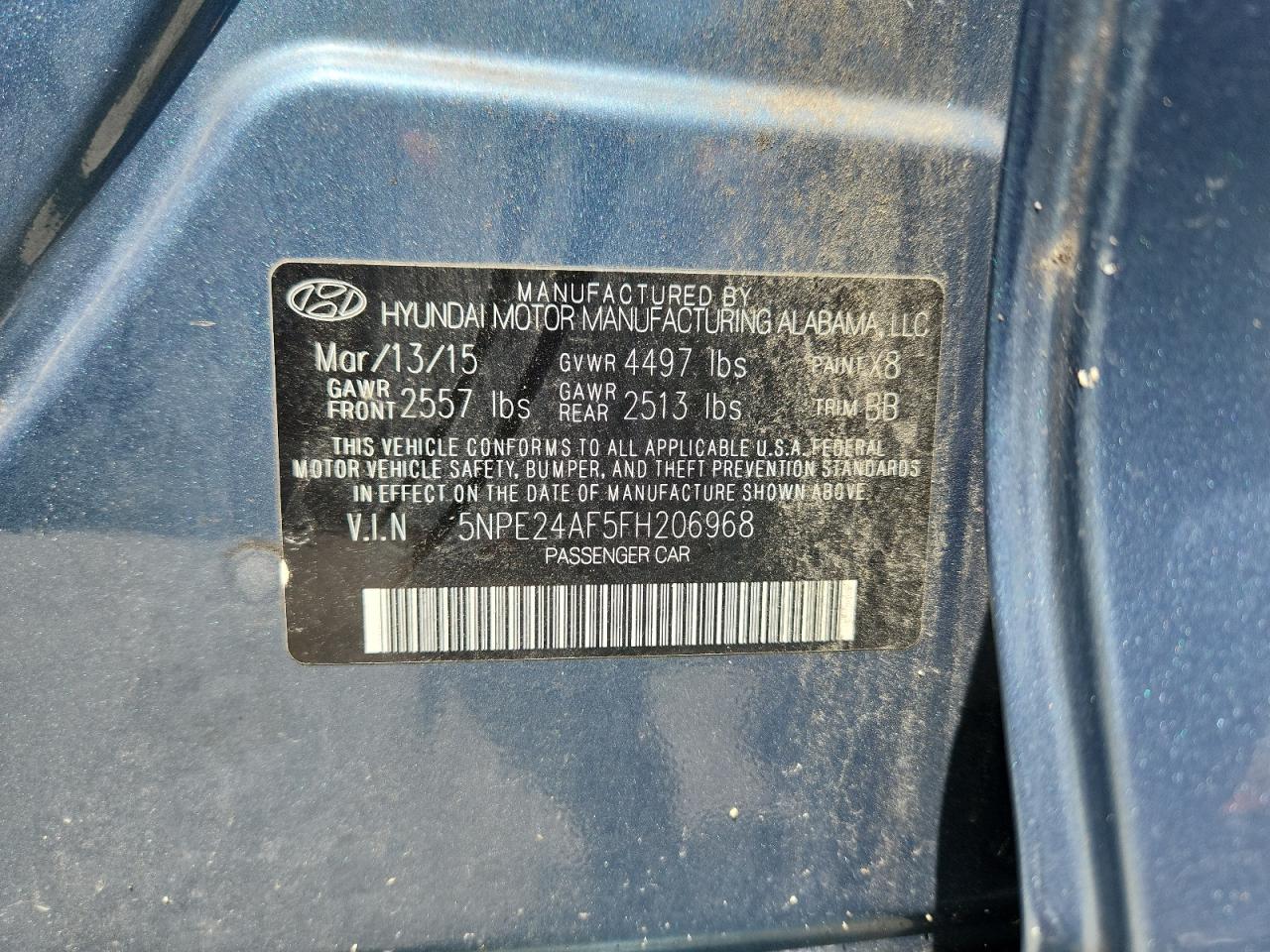 5npe24af5fh206968 5NPE24AF5FH206968 2015 Hyundai Sonata Se
