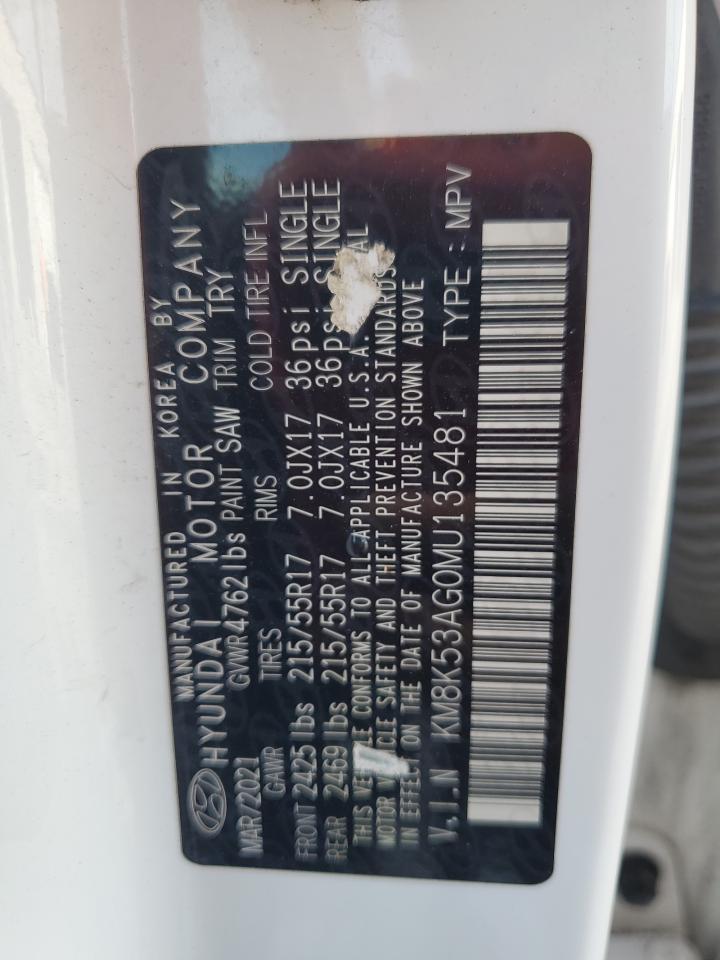 2021 Hyundai Kona Ultimate VIN: KM8K53AG0MU135481 Lot: 64061075