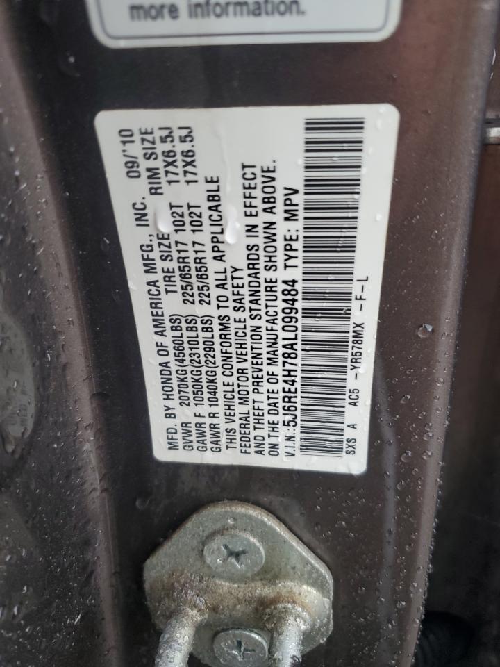 2010 Honda Cr-V Exl VIN: 5J6RE4H78AL099484 Lot: 64885135