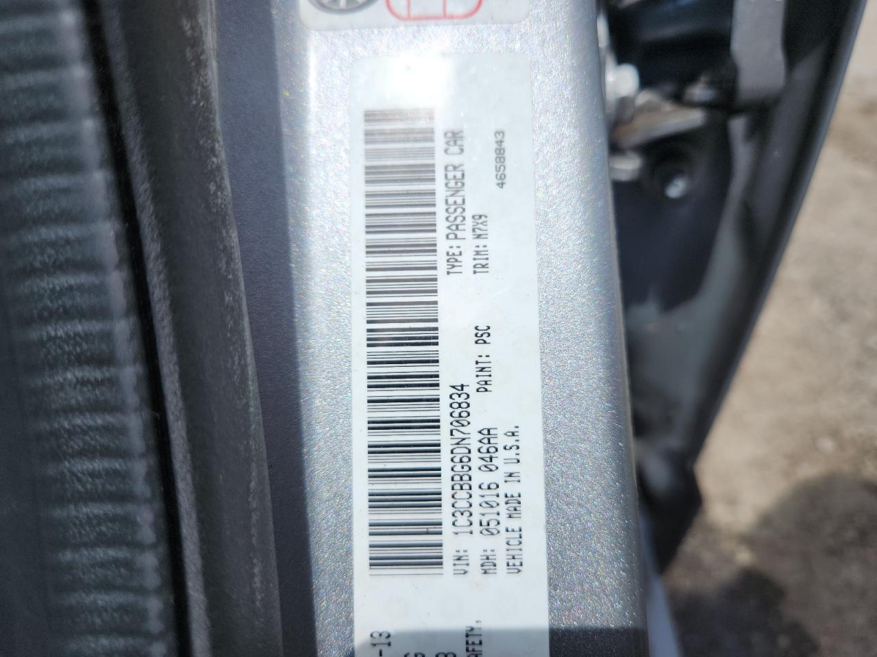 2013 Chrysler 200 Touring VIN: 1C3CCBBG6DN706834 Lot: 63815385