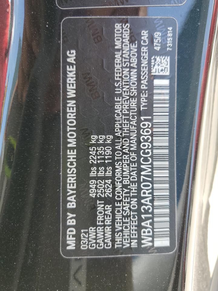 2021 BMW M440Xi VIN: WBA13AR07MCG93691 Lot: 62930605