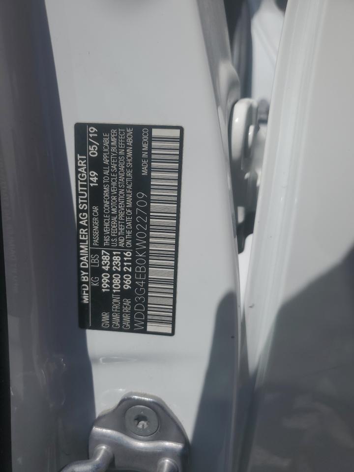 2019 Mercedes-Benz A 220 VIN: WDD3G4EB0KW022709 Lot: 63333845