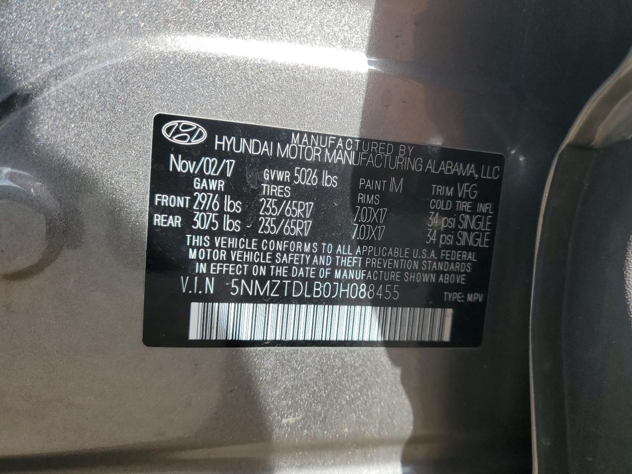 2018 Hyundai Santa Fe Sport VIN: 5NMZTDLB0JH088455 Lot: 64725135