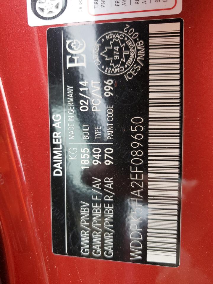 2014 Mercedes-Benz Slk 350 VIN: WDDPK5HA2EF089650 Lot: 63181655