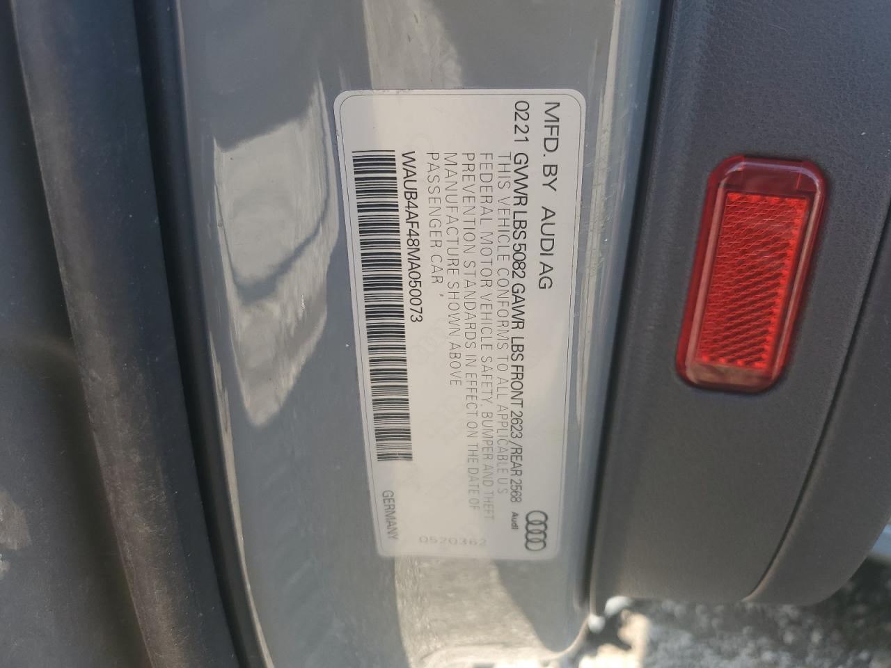 2021 Audi S4 Premium Plus VIN: WAUB4AF48MA050073 Lot: 64058035