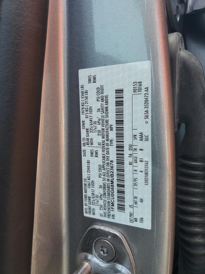 2021 Ford Escape Se VIN: 1FMCU0G68MUB23678 Lot: 66903635