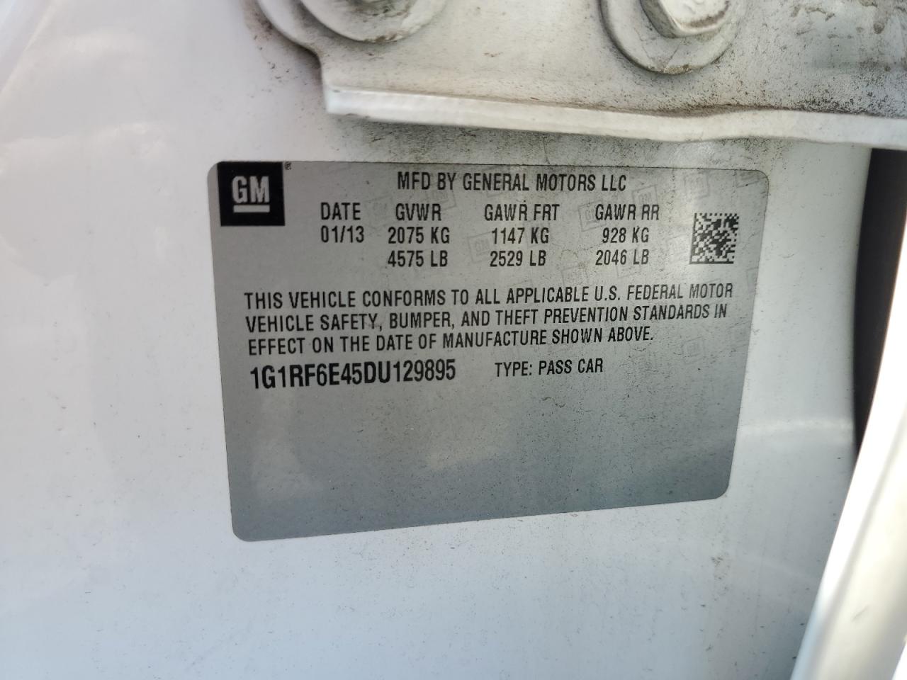 1g1rf6e45du129895 1G1RF6E45DU129895 2013 Chevrolet Volt