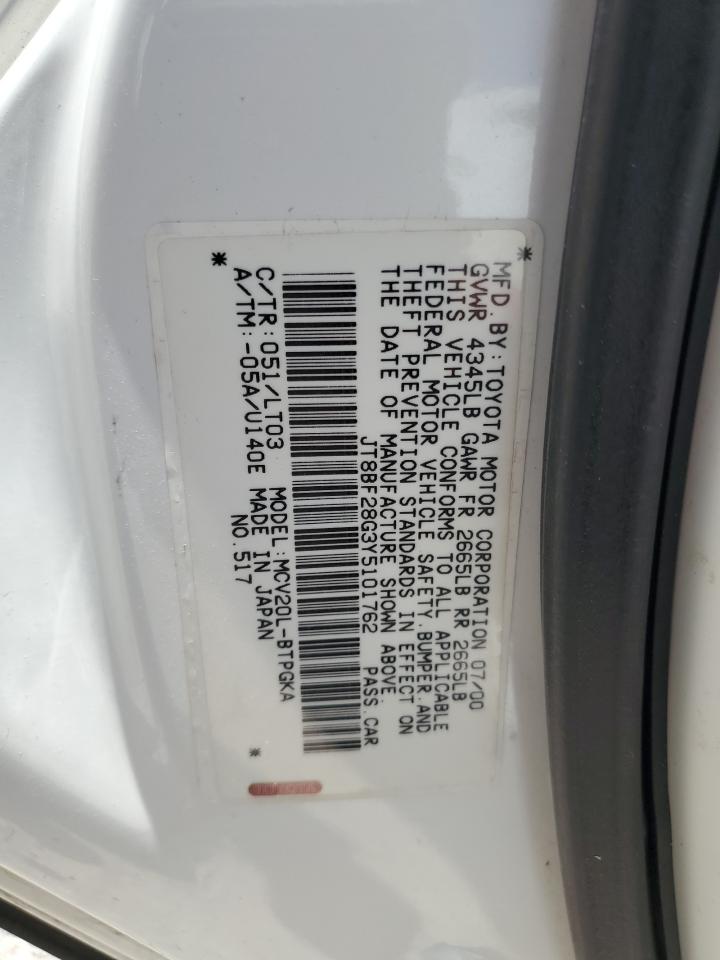 jt8bf28g3y5101762 JT8BF28G3Y5101762 2000 Lexus Es 300