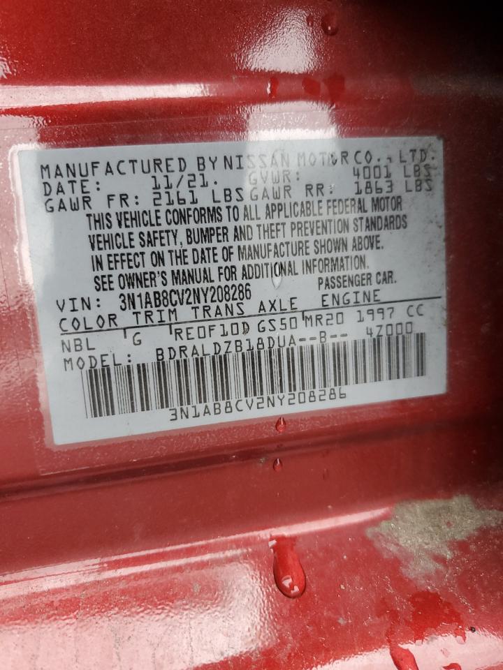 2022 Nissan Sentra Sv VIN: 3N1AB8CV2NY208286 Lot: 63985515