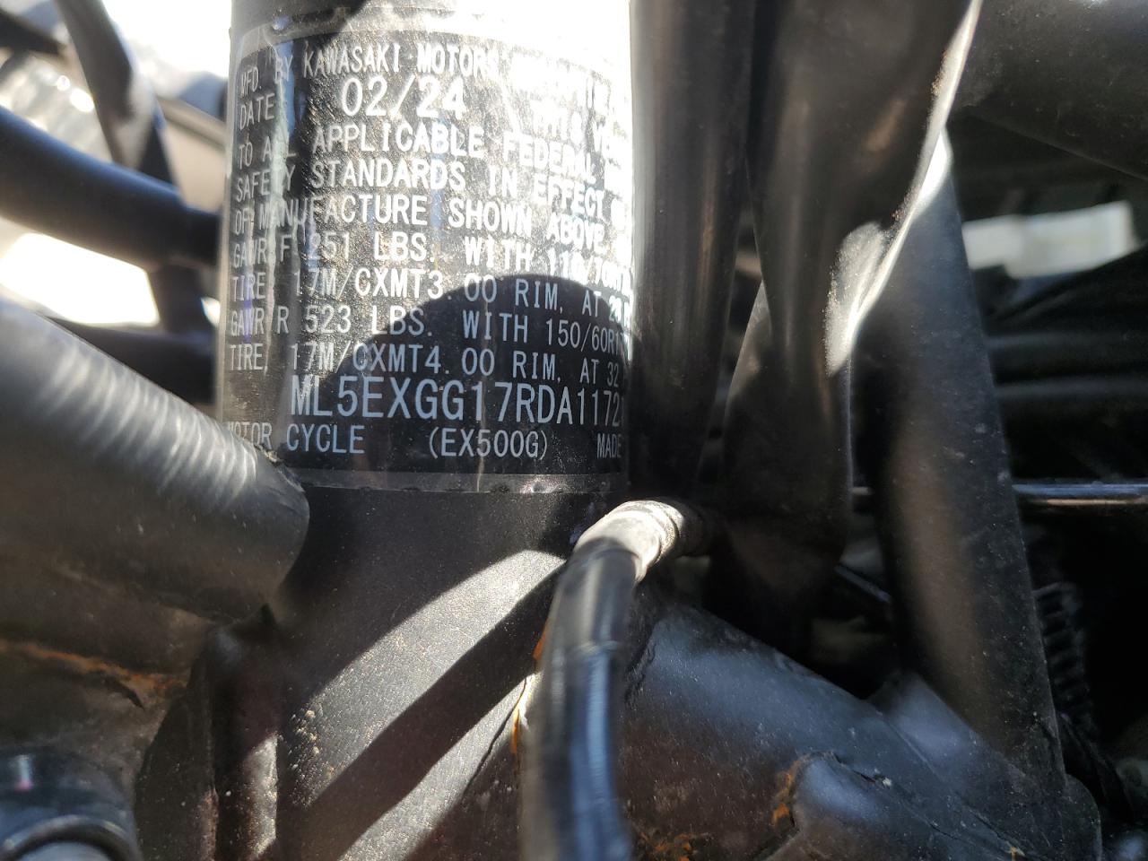 2024 Kawasaki Ex500 VIN: ML5EXGG17RDA11721 Lot: 64839055