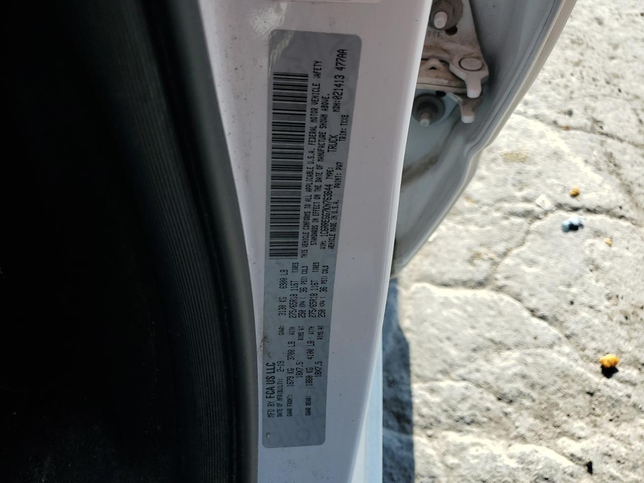 1c6rregg7kn763644 1C6RREGG7KN763644 2019 Ram 1500 Tradesman
