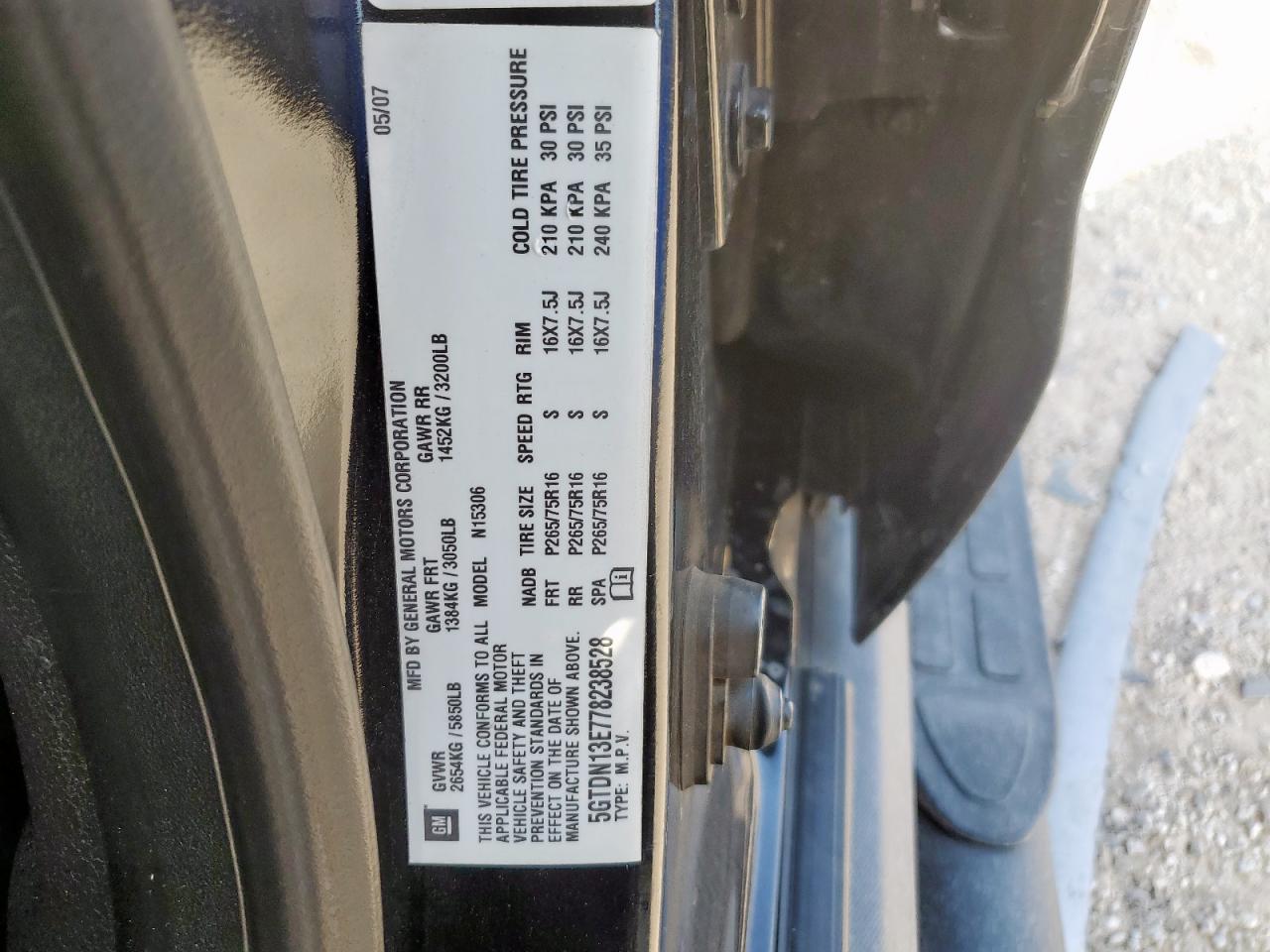 5gtdn13e778238528 5GTDN13E778238528 2007 Hummer H3