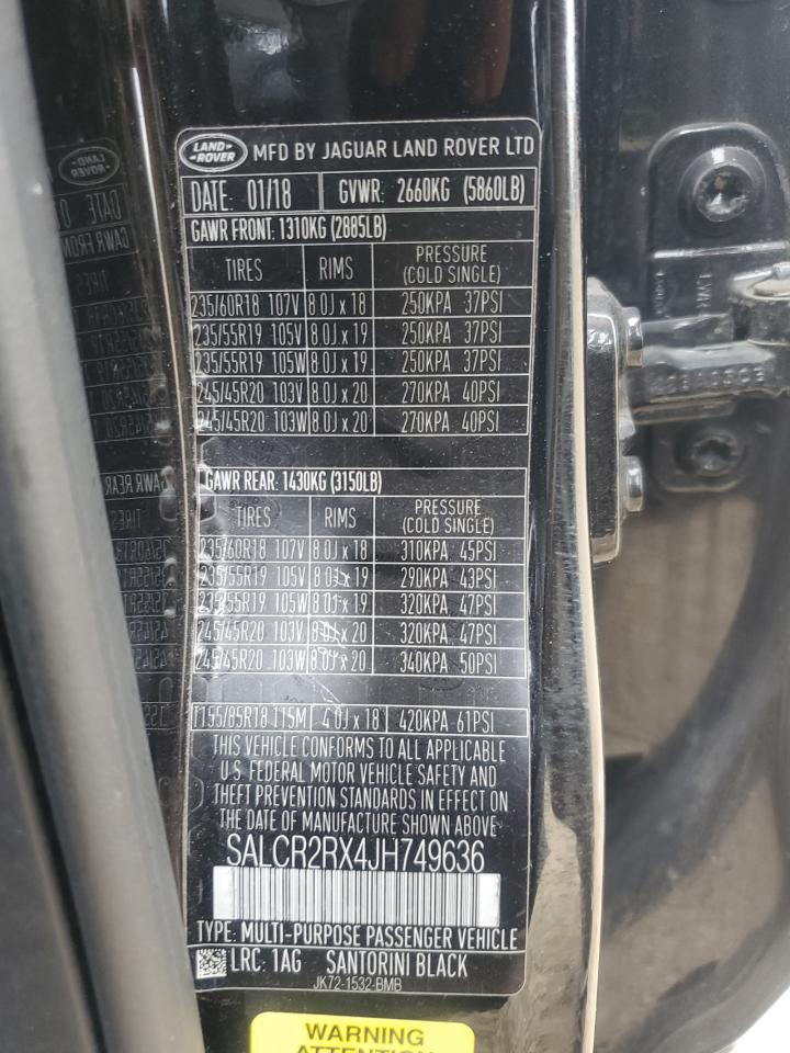 2018 Land Rover Discovery Sport Hse VIN: SALCR2RX4JH749636 Lot: 66835855