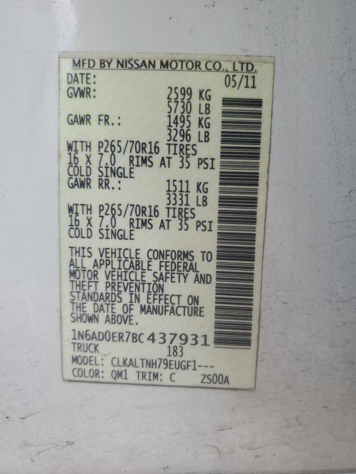 2011 Nissan Frontier S VIN: 1N6AD0ER7BC437931 Lot: 65333695