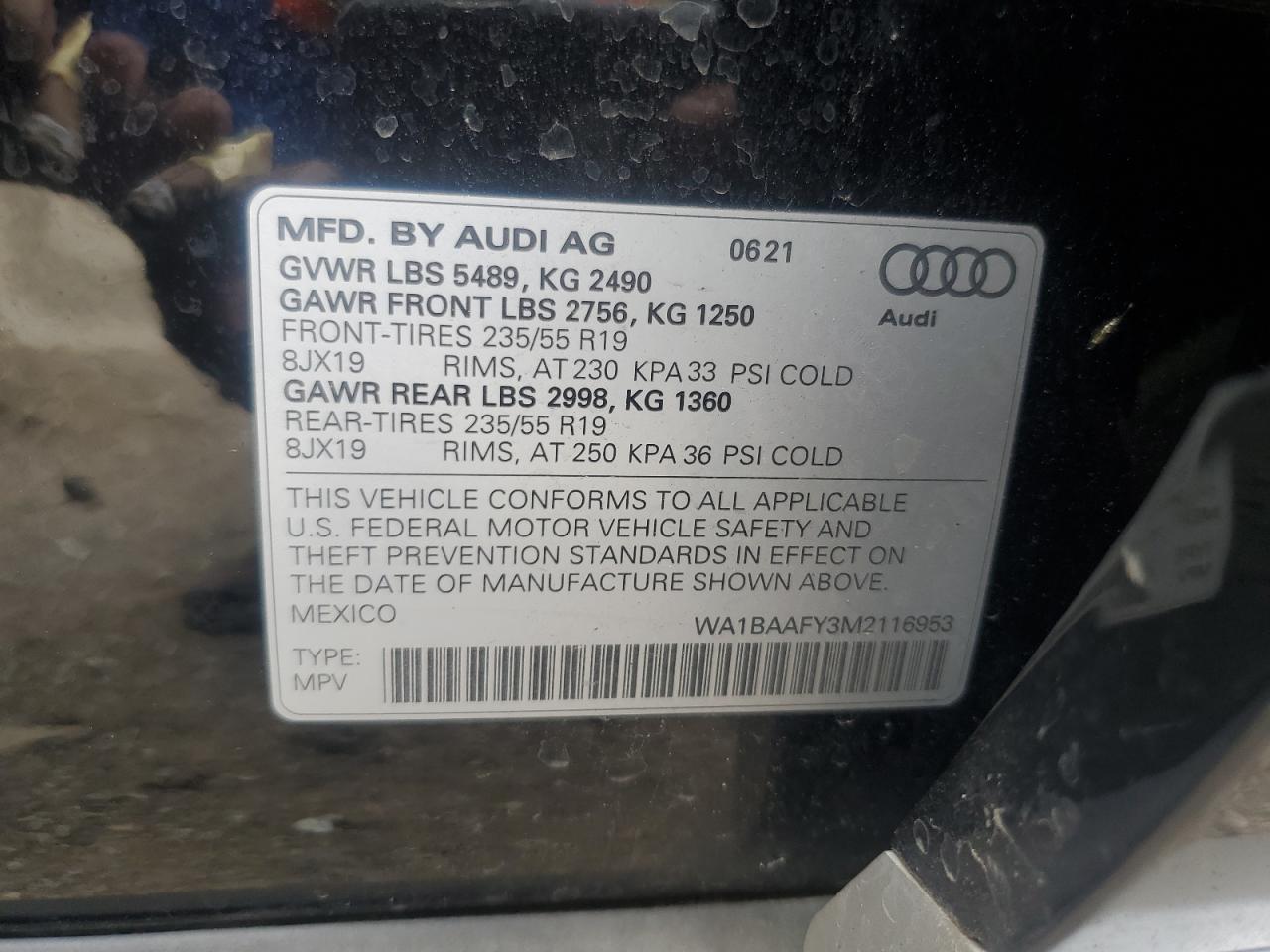 2021 Audi Q5 Premium Plus VIN: WA1BAAFY3M2116953 Lot: 65031705