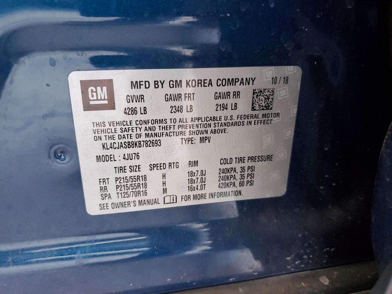 kl4cjasb8kb782693 KL4CJASB8KB782693 2019 Buick Encore Preferred