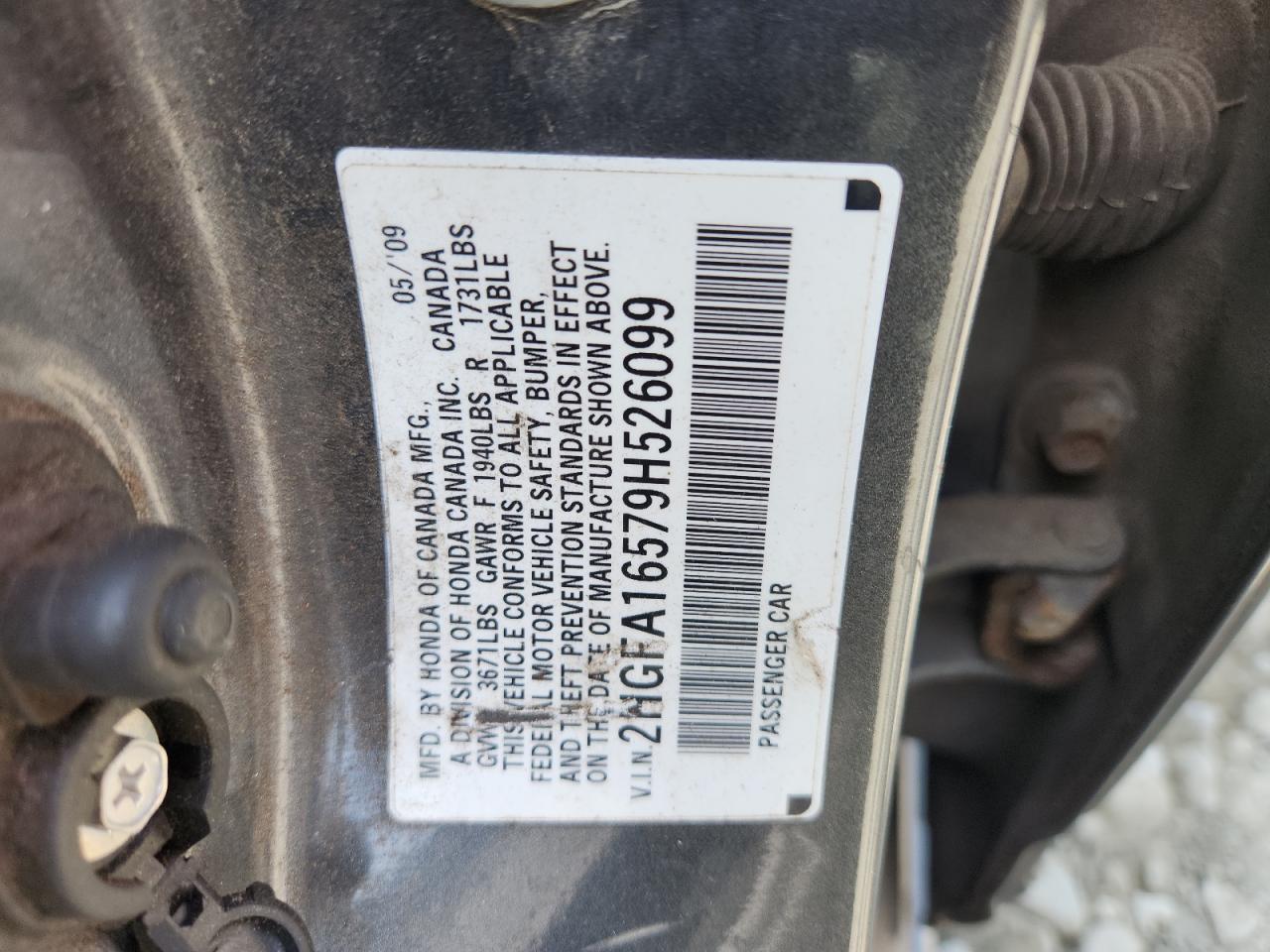2009 Honda Civic Lx VIN: 2HGFA16579H526099 Lot: 65381935