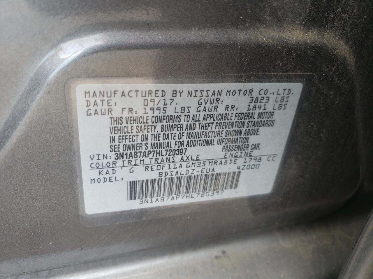 2017 Nissan Sentra S VIN: 3N1AB7AP7HL720397 Lot: 63981345