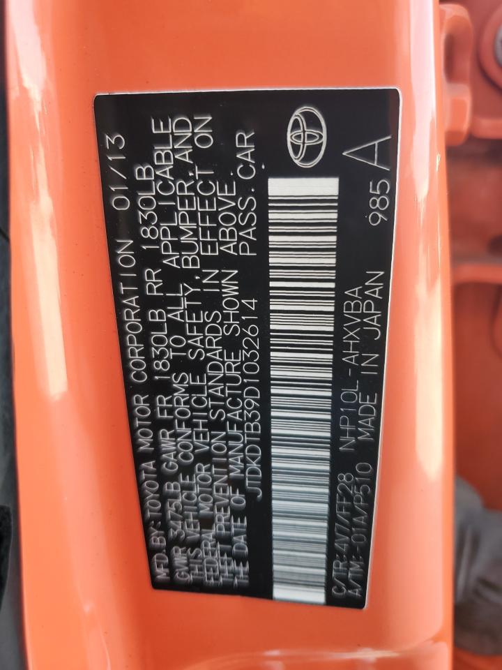 2013 Toyota Prius C VIN: JTDKDTB39D1032614 Lot: 65221965