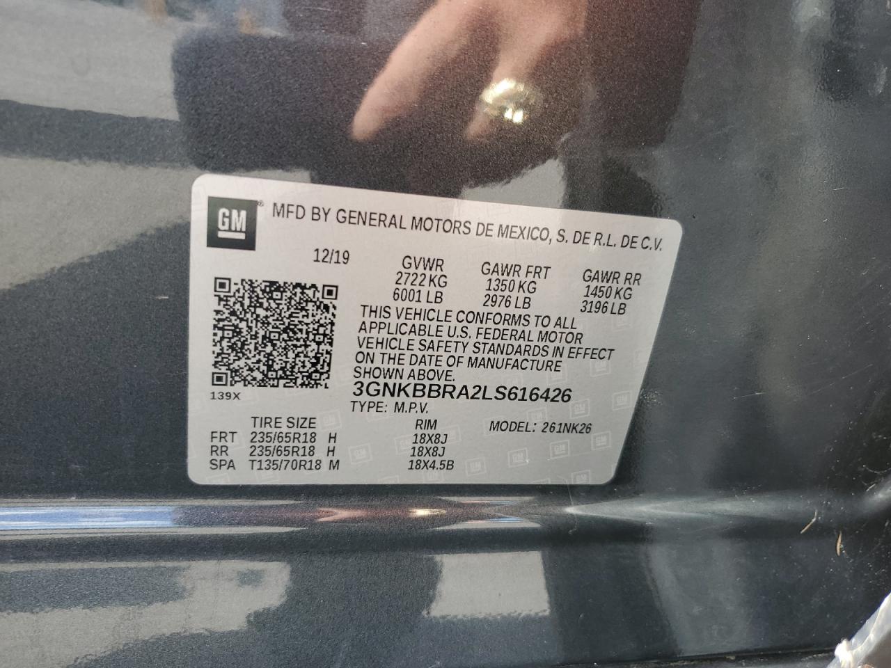 2020 Chevrolet Blazer 1Lt VIN: 3GNKBBRA2LS616426 Lot: 67094675