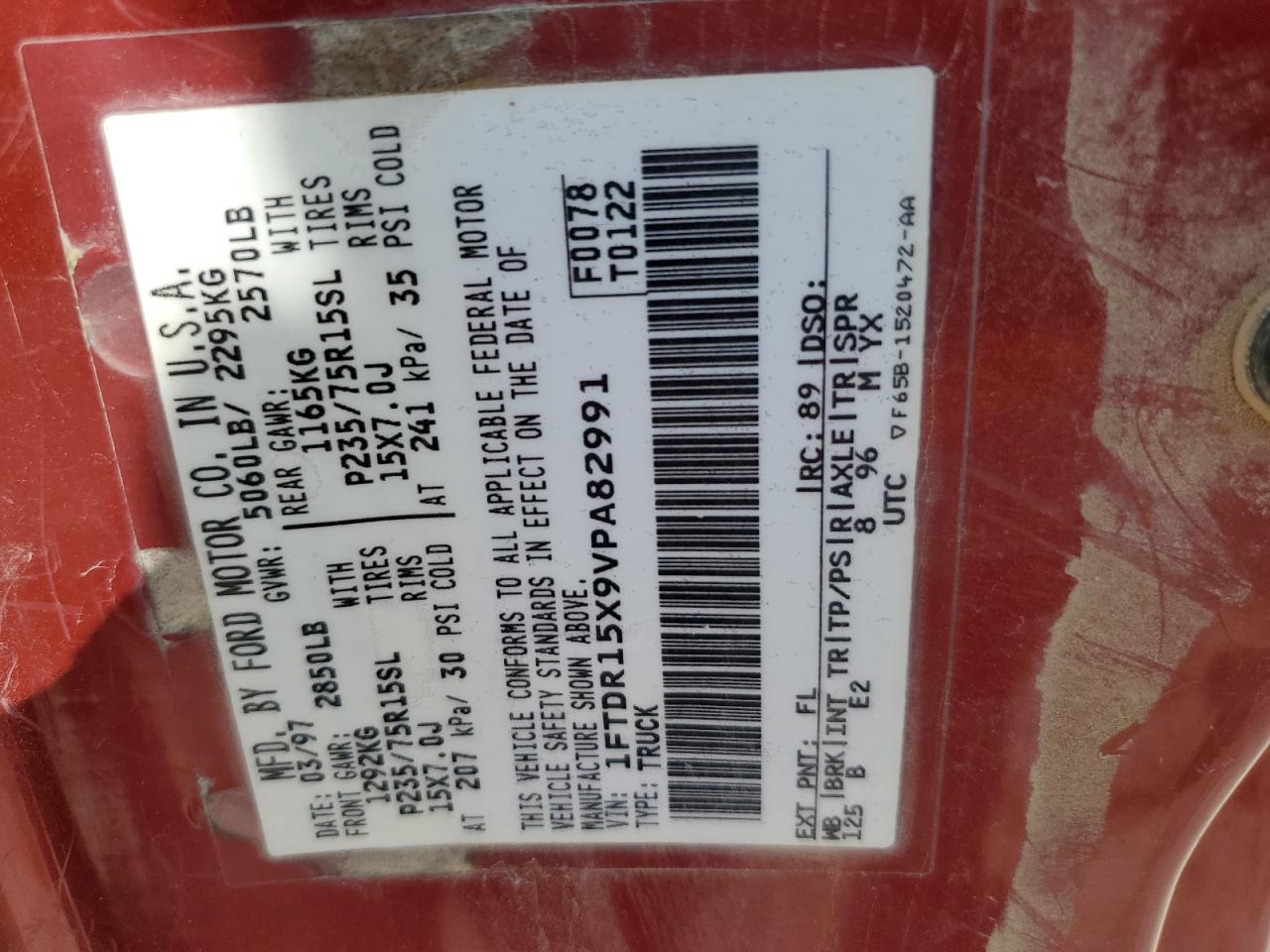 1997 Ford Ranger Super Cab VIN: 1FTDR15X9VPA82991 Lot: 66357215