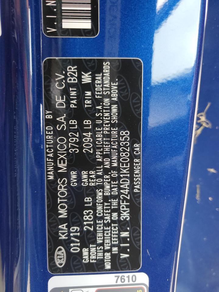 2019 Kia Forte Fe VIN: 3KPF24AD1KE082358 Lot: 65198785