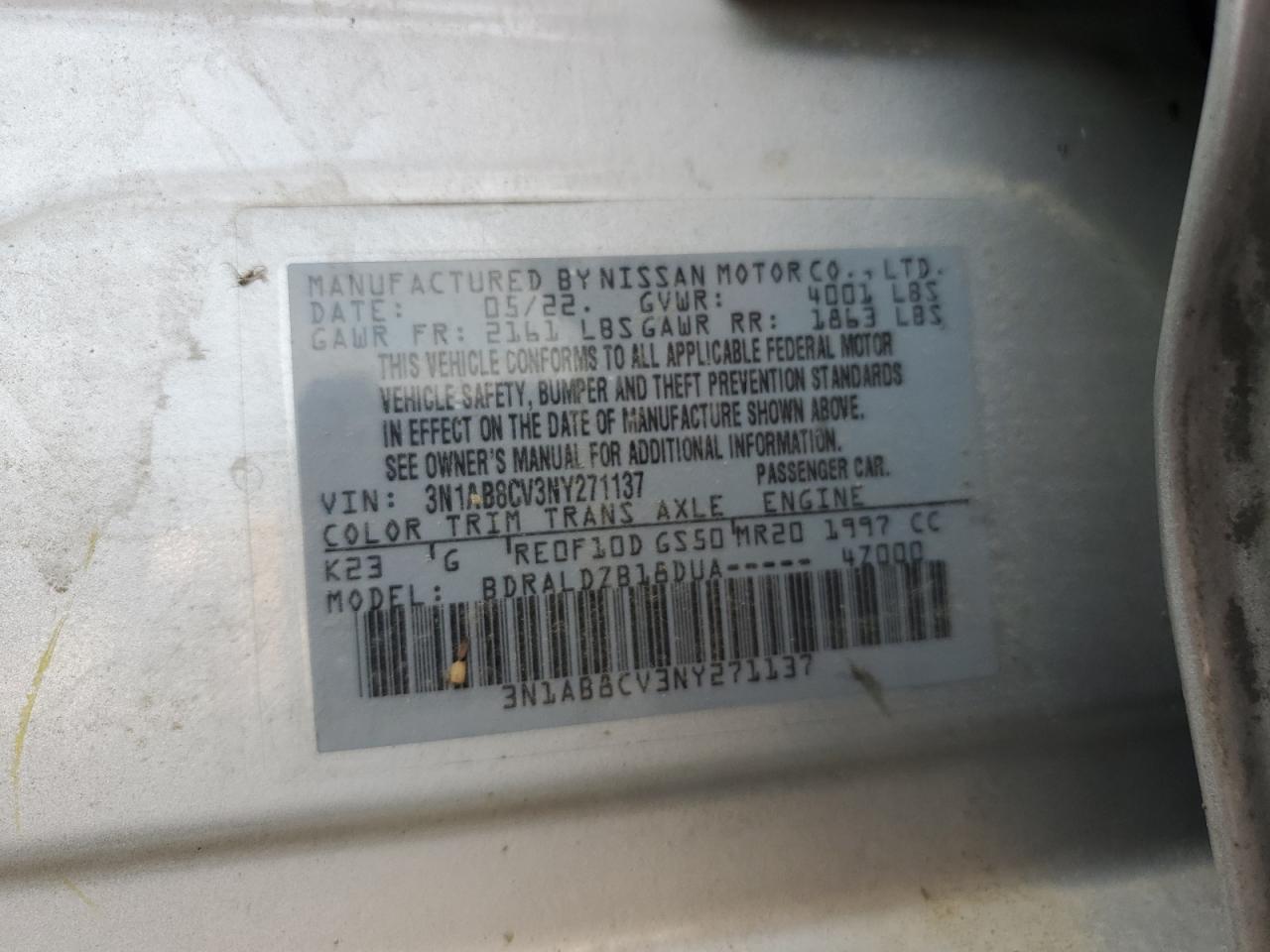 2022 Nissan Sentra Sv VIN: 3N1AB8CV3NY271137 Lot: 64058575