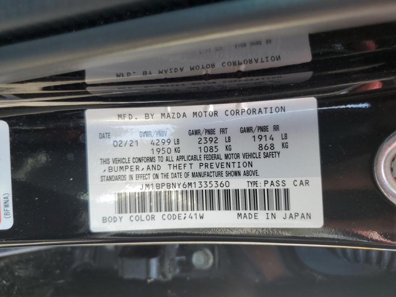 2021 Mazda 3 Premium Plus VIN: JM1BPBNY6M1335360 Lot: 62872375