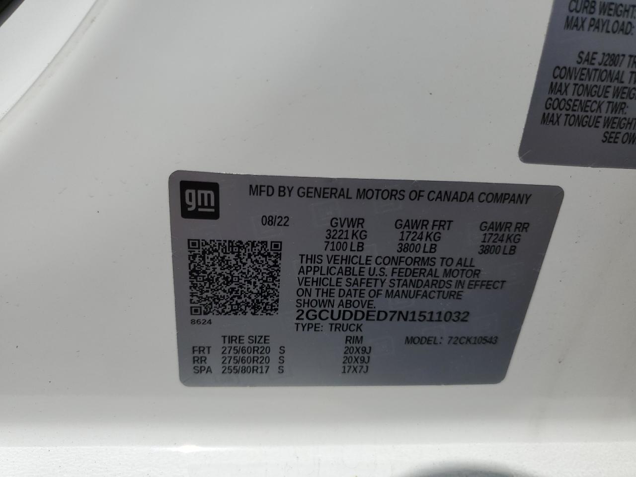 2022 Chevrolet Silverado K1500 Lt VIN: 2GCUDDED7N1511032 Lot: 63561575