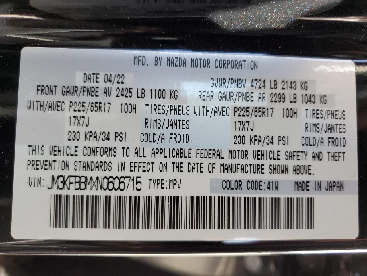 2022 Mazda Cx-5 Select VIN: JM3KFBBMXN0606715 Lot: 64267175