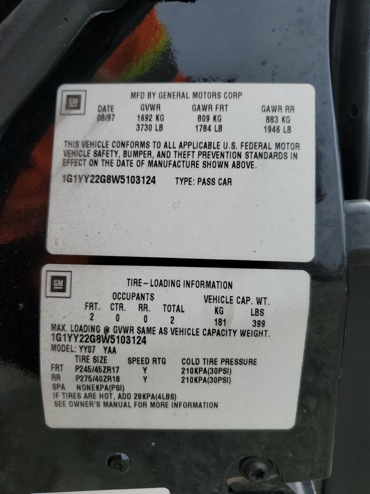 1g1yy22g8w5103124 1G1YY22G8W5103124 1998 Chevrolet Corvette