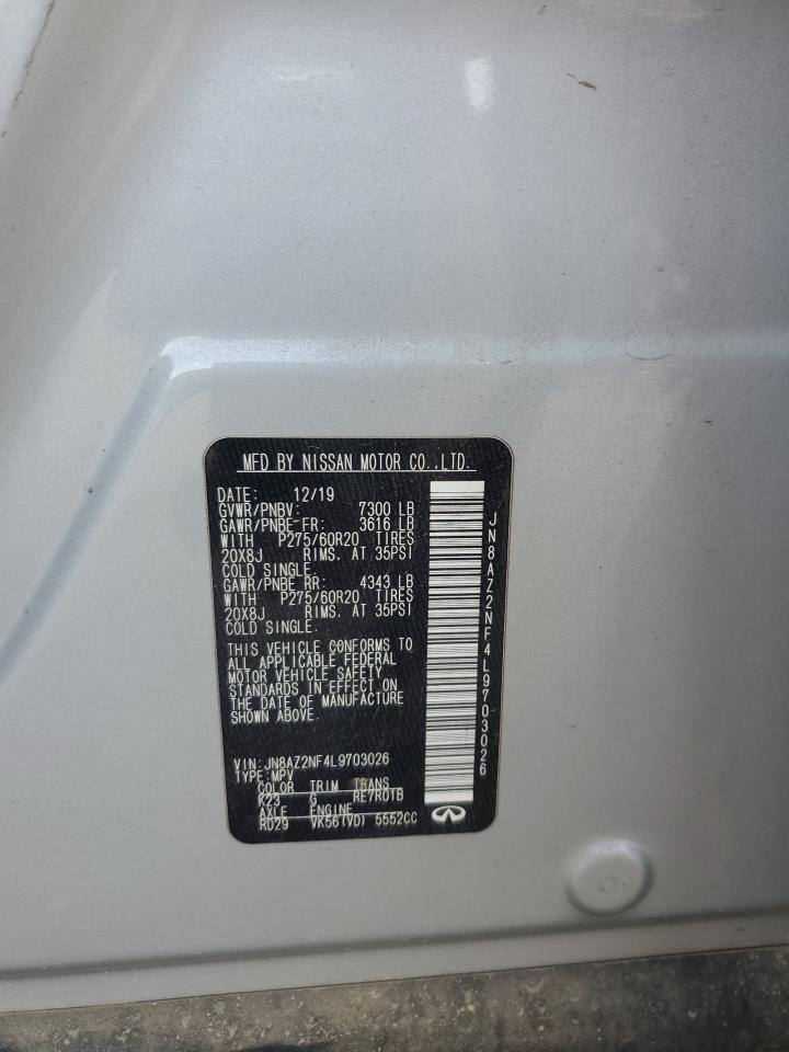 2020 Infiniti Qx80 Luxe VIN: JN8AZ2NF4L9703026 Lot: 65782085