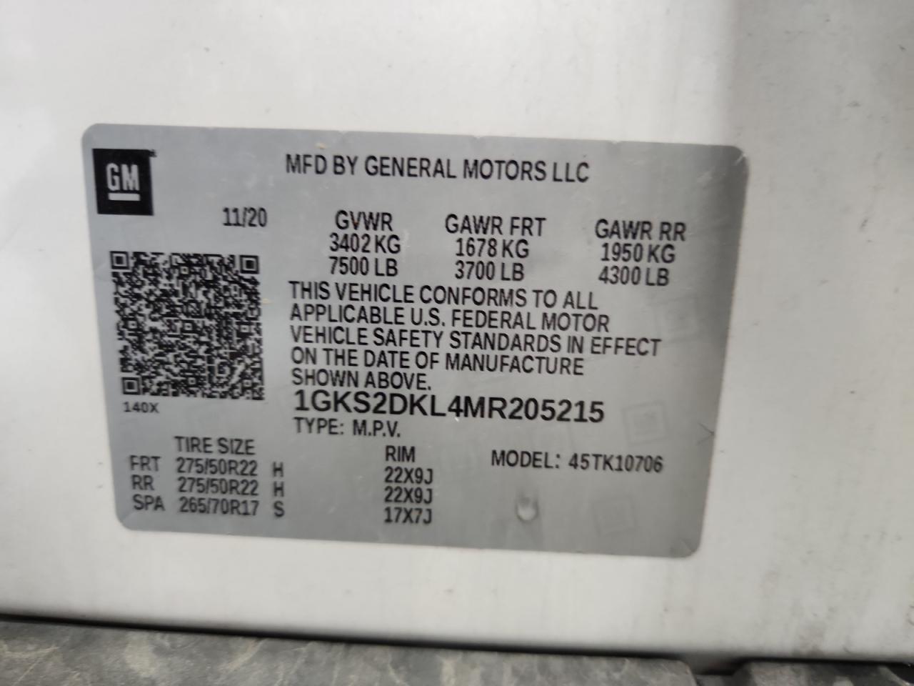 2021 GMC Yukon Denali VIN: 1GKS2DKL4MR205215 Lot: 64954715