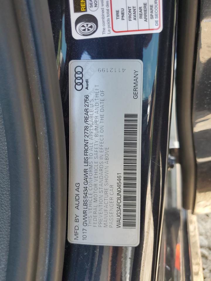 2018 Audi A6 Premium Plus VIN: WAUG3AFC8JN045461 Lot: 64234555