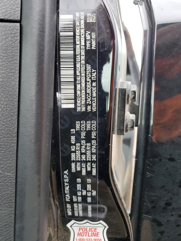 2018 Jeep Renegade Limited VIN: ZACCJBDBXJPG75397 Lot: 63102505